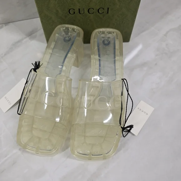 Gucci Women's Clear Slide Sandals - Picture 1 of 12
